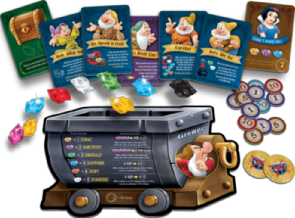 Snow White and the Seven Dwarfs: A Gemstone Mining Game components