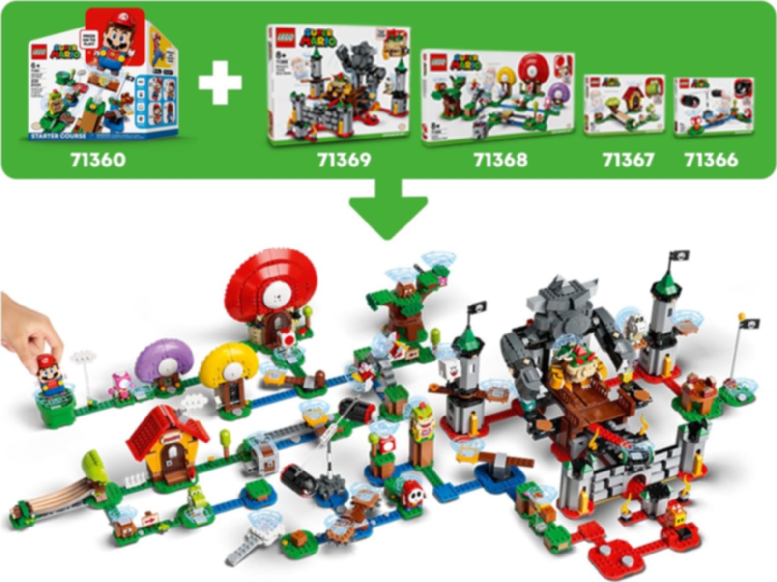 LEGO® Super Mario™ Uitbreidingsset: Toads schattenjacht componenten
