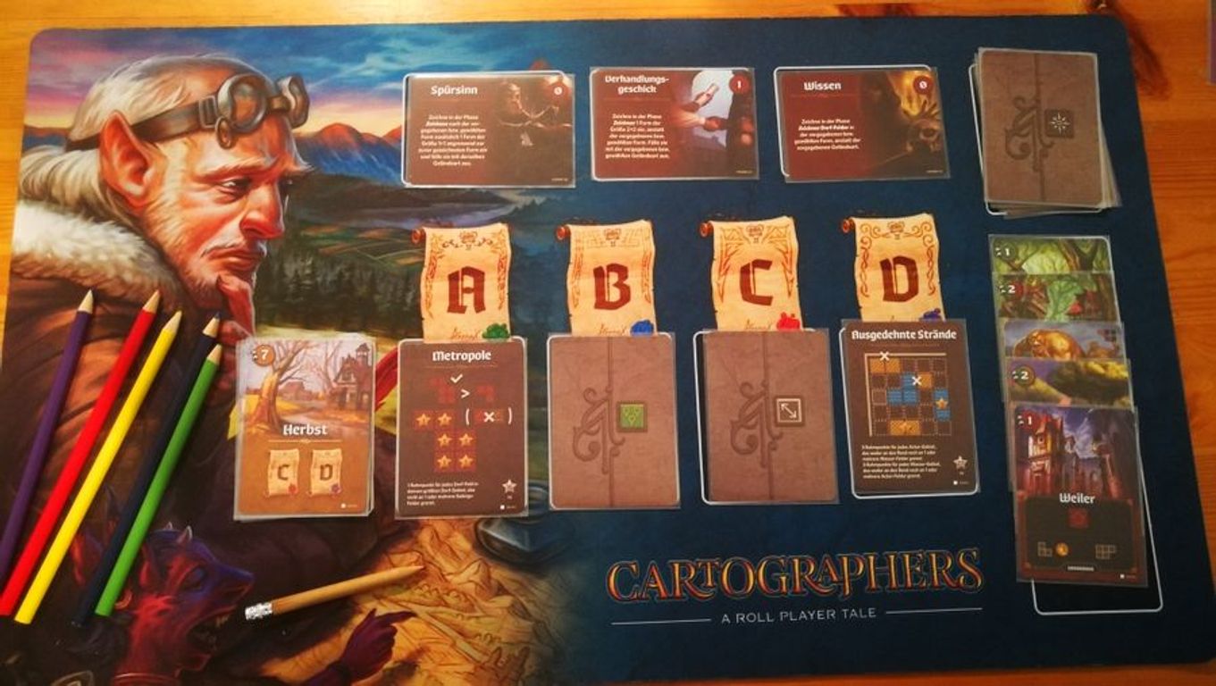 Cartographers: A Roll Player Tale – Playmat componenten