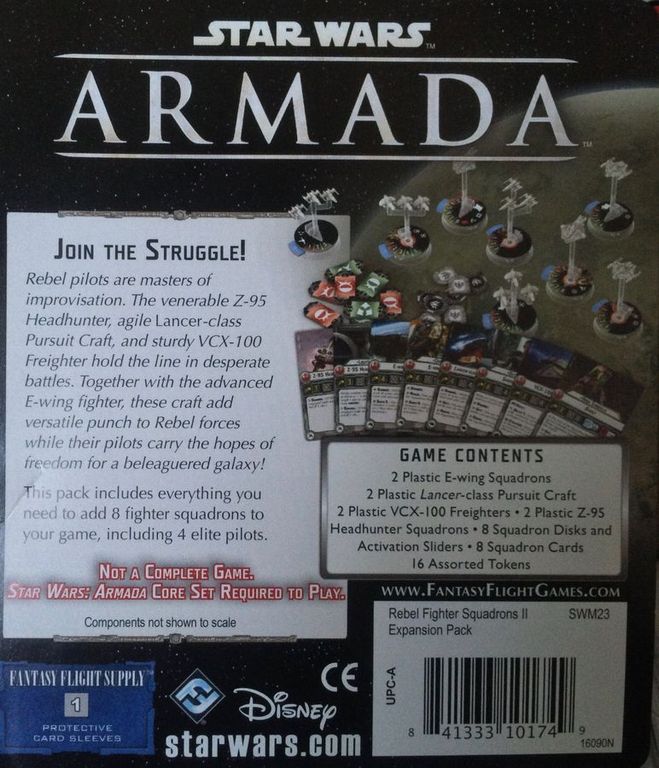 Star Wars: Armada – Escuadrones de Cazas Rebeldes II Pack de Expansion parte posterior de la caja