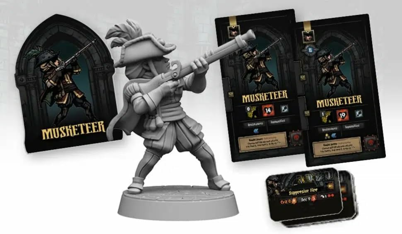 Darkest Dungeon: The Board Game – Musketeer Hero components