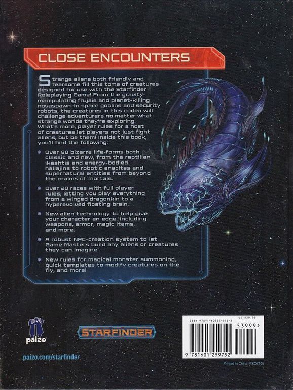 Starfinder - Alien Archive back of the box
