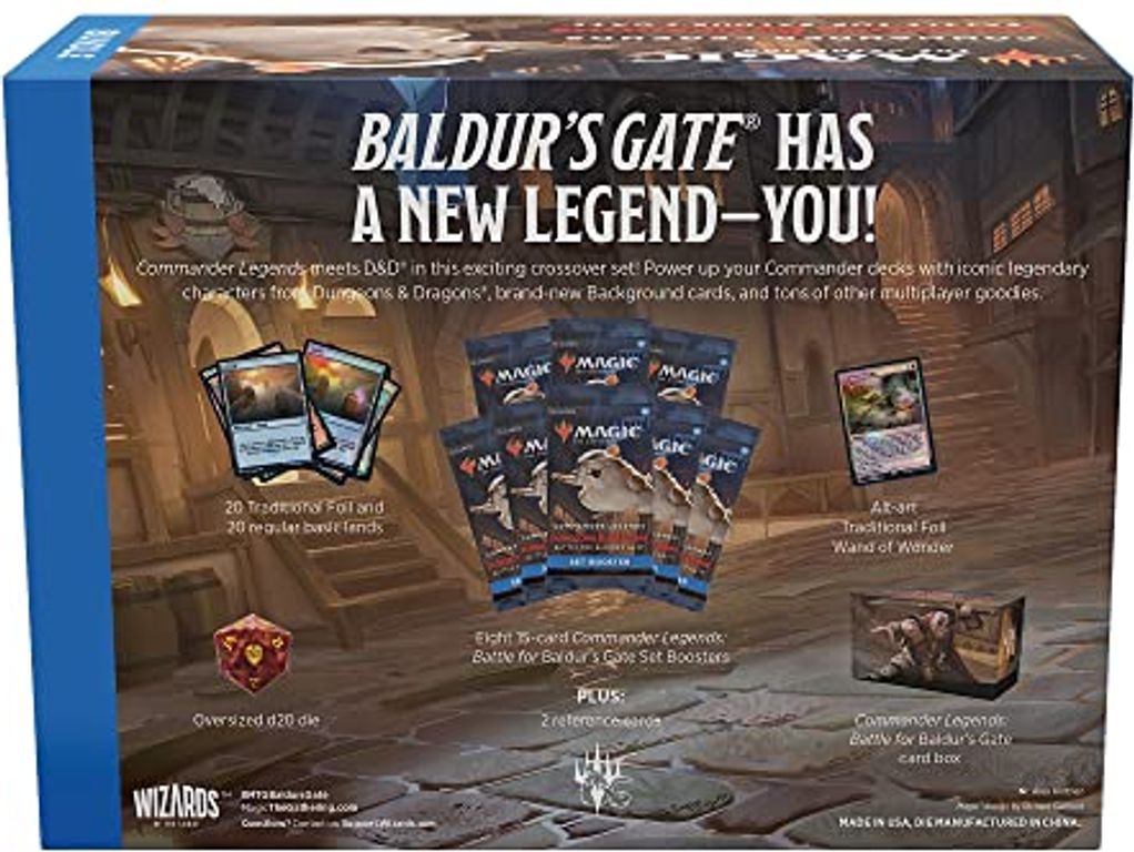 Magic: The Gathering Commander Legends: Battle for Baldur’s Gate Bundle parte posterior de la caja