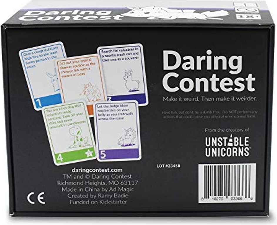 Daring Contest parte posterior de la caja