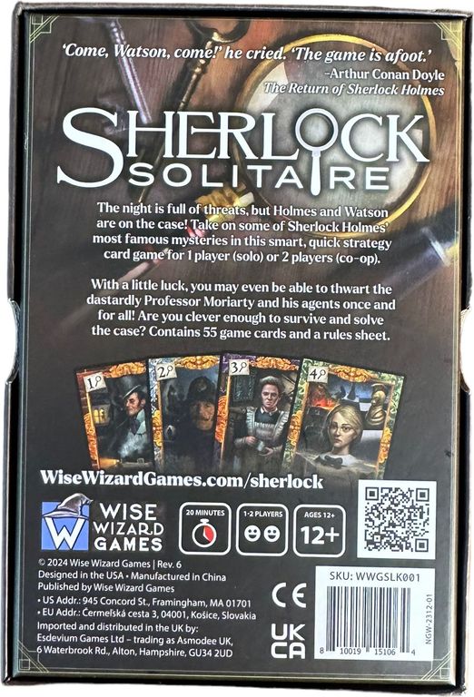 Sherlock Solitaire back of the box