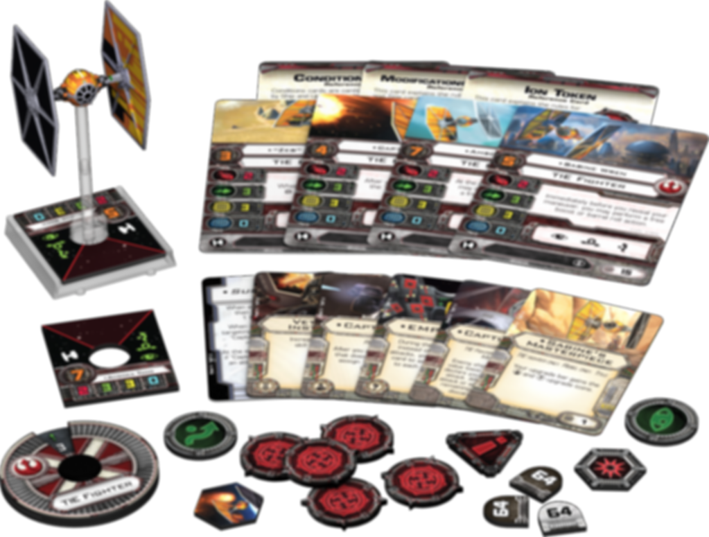 Star Wars: X-Wing Miniatures Game - Sabine's TIE Fighter Expansion Pack components