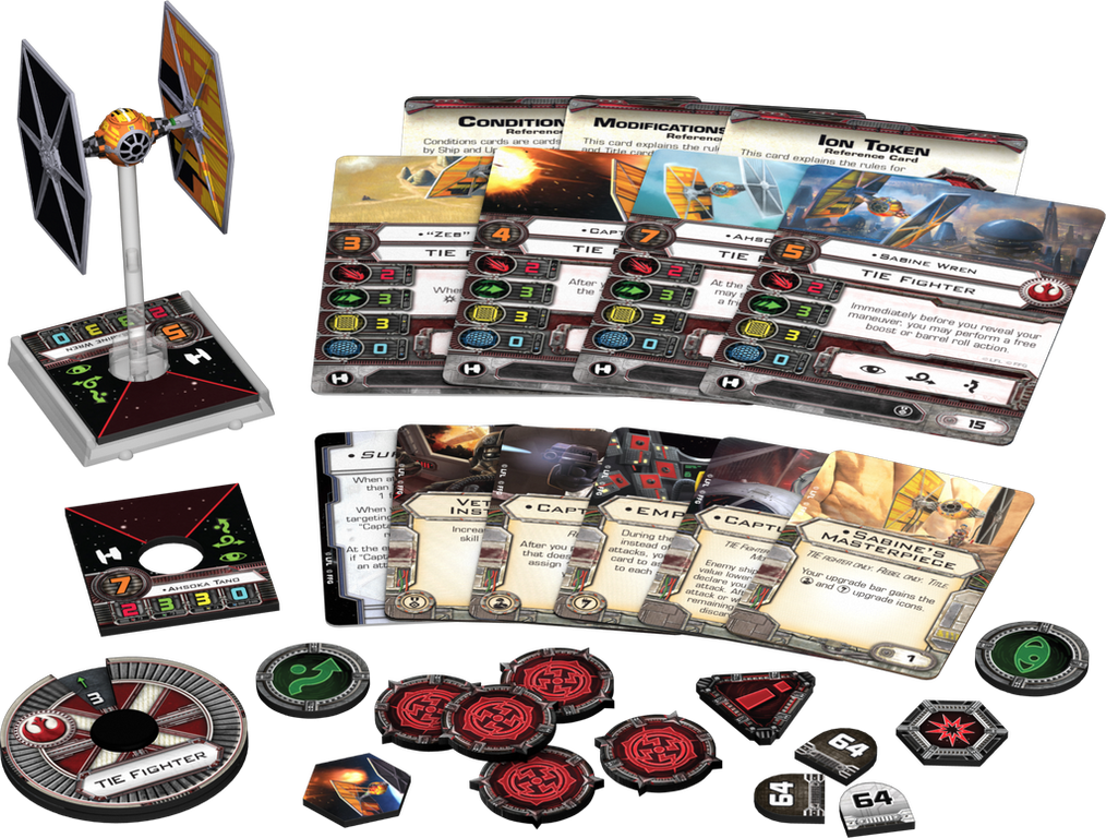 Star Wars X-Wing Miniaturen-Spiel: Sabines TIE-Jäger Erweiterung-Pack komponenten