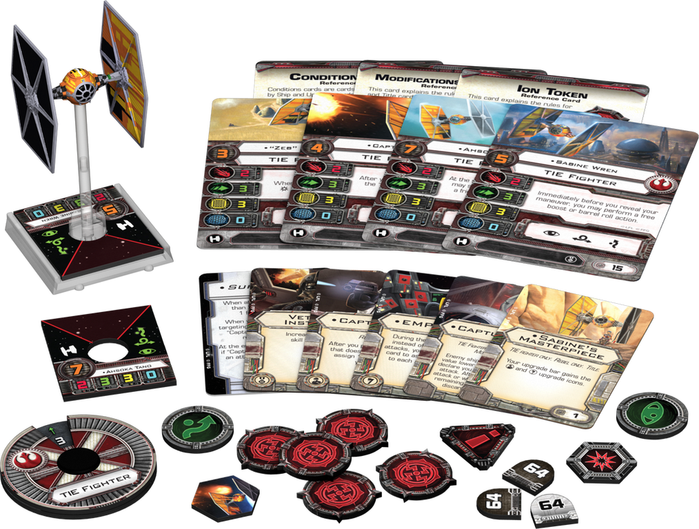 Star Wars: X-Wing Miniatures Game - Sabine's TIE Fighter Expansion Pack componenten