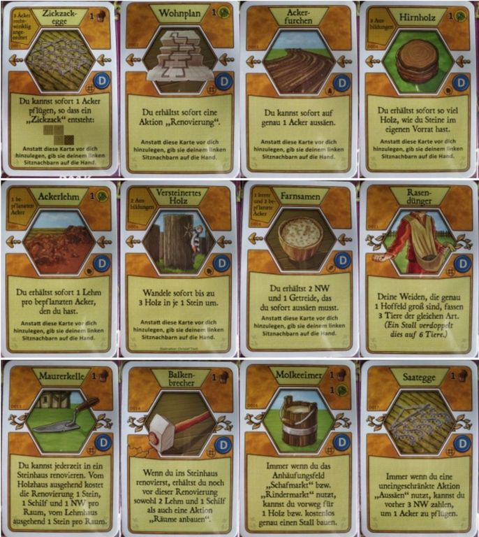 Agricola Erweiterung: Dulcinarius Deck karten