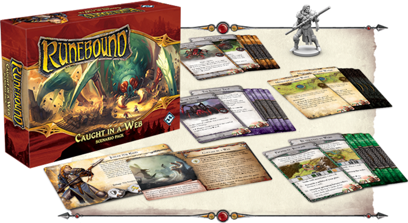 Runebound (Third Edition): Caught in a Web - Scenario Pack componenten