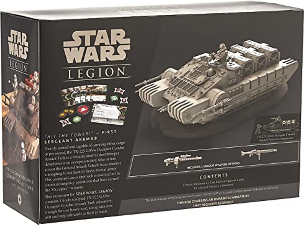 Star Wars: Legion – Tank d'assaut "occupant" TX-225 GAVW – Extension d'unité dos de la boîte