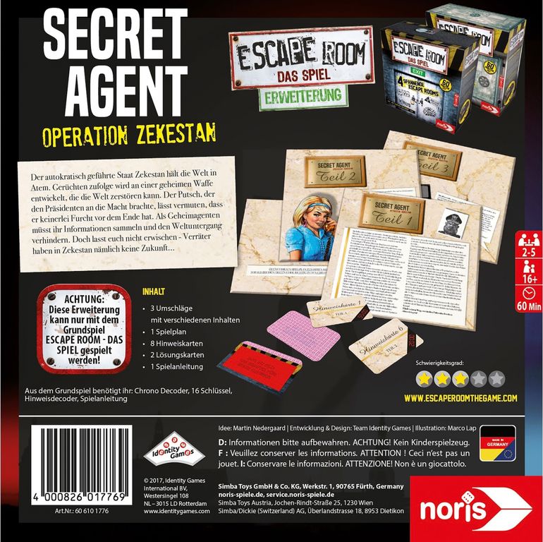 Escape Room: Das Spiel – Secret Agent rückseite der box