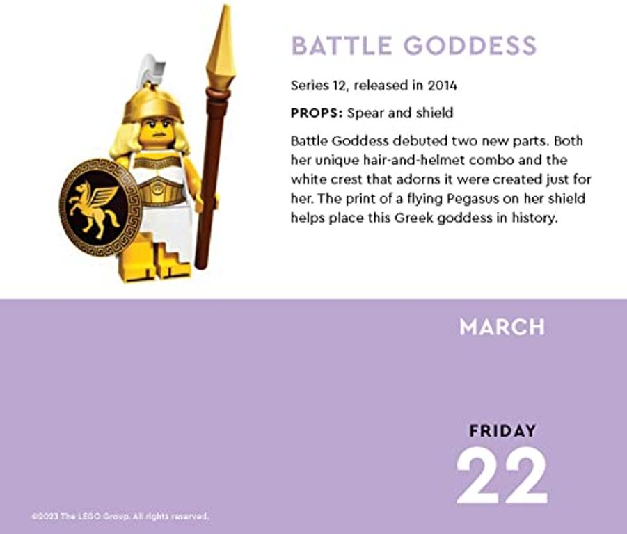 Minifigure-a-Day 2024 Daily Calendar Battle Godess