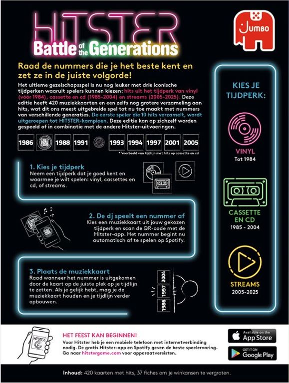 Hitster: Battle of the Generations back of the box