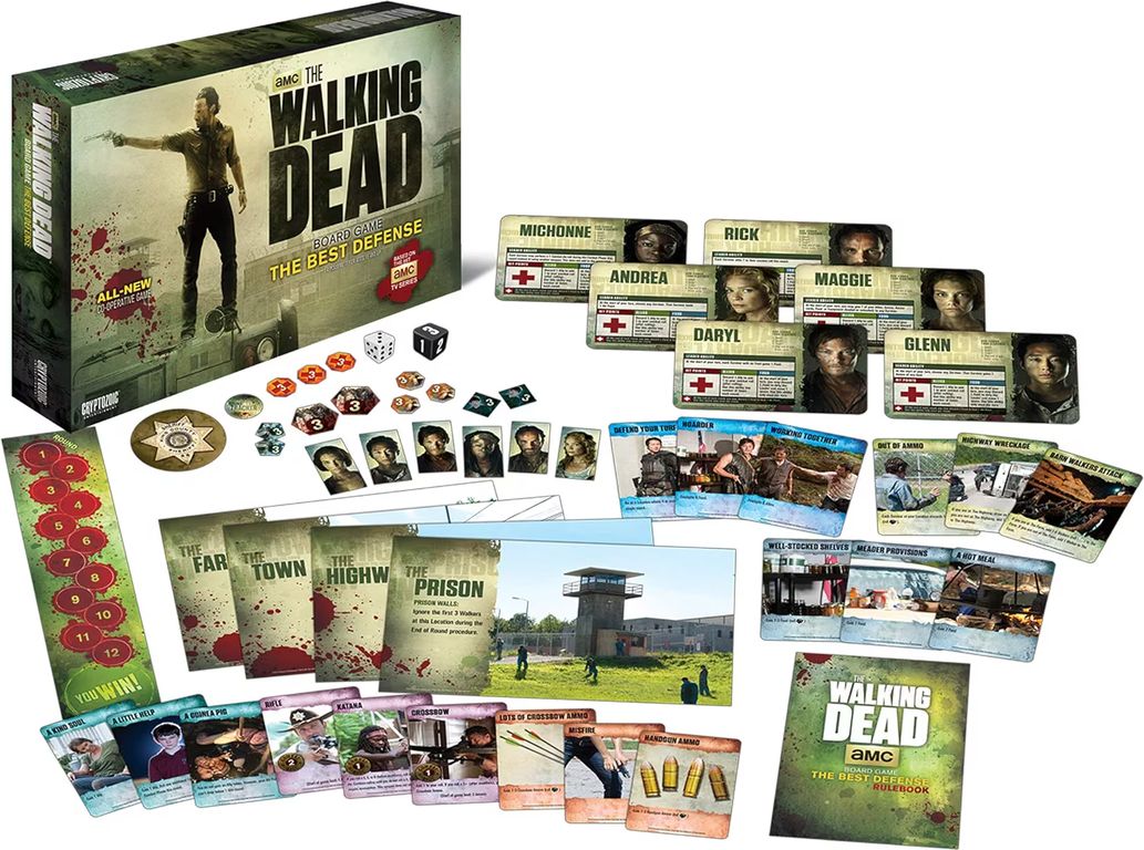 The Walking Dead Board Game: The Best Defense components