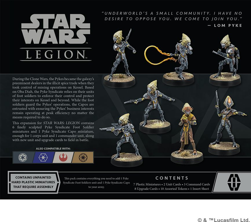 Star Wars: Legion – Pyke Syndicate Foot Soldiers Unit Expansion parte posterior de la caja