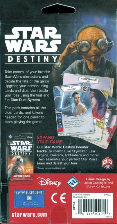 Star Wars: Destiny - Rey starter set parte posterior de la caja