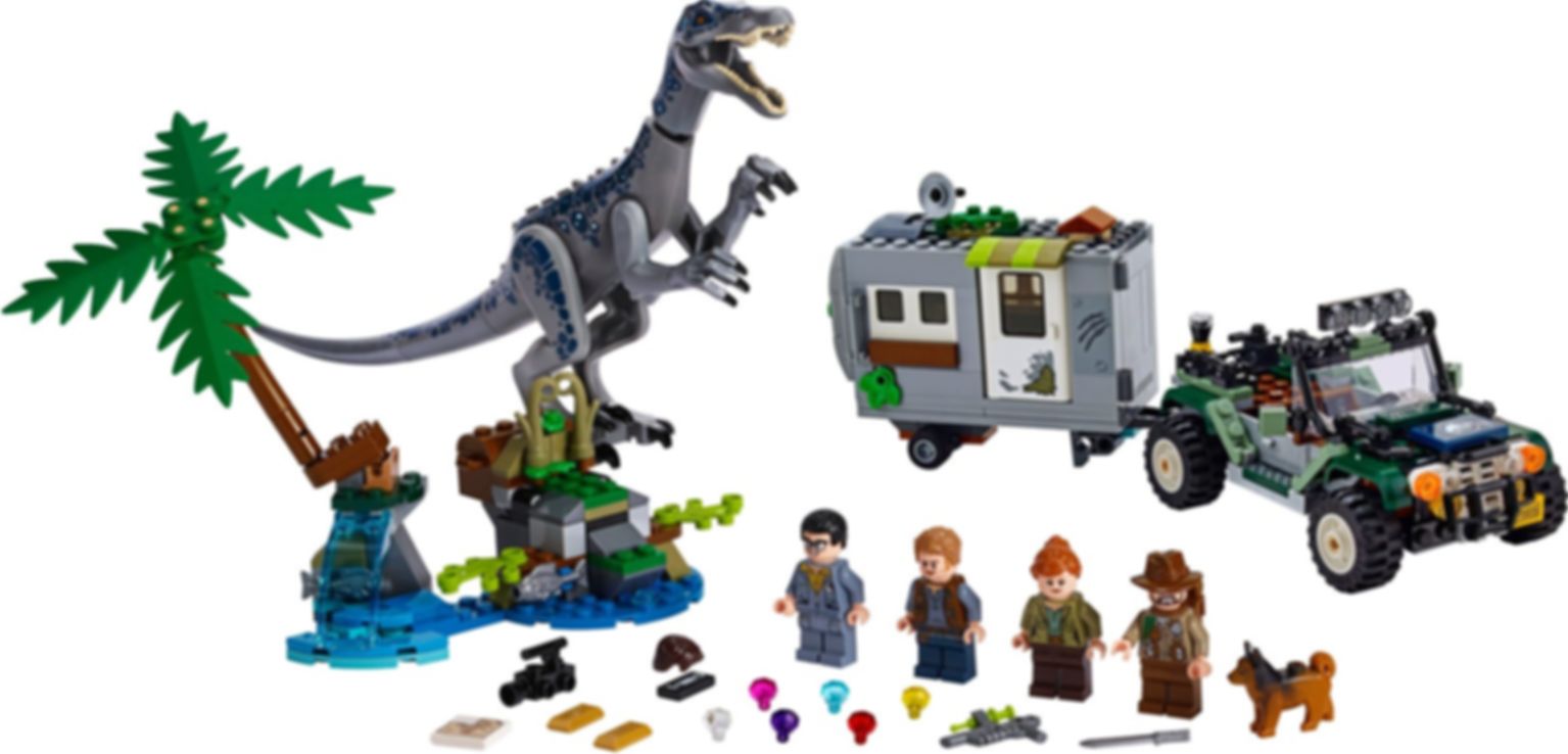 LEGO® Jurassic World Baryonyx Face-Off: The Treasure Hunt components