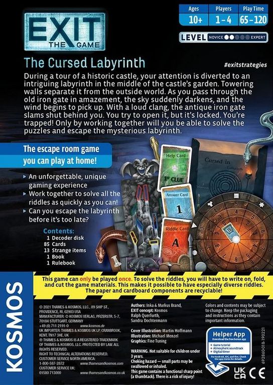 Exit: The Game – The Cursed Labyrinth back of the box