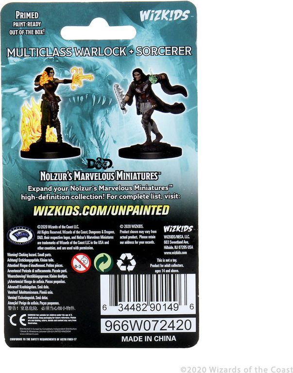 D&D Nolzur's Marvelous Miniatures - Multiclass Warlock & Sorcerer Female achterkant van de doos