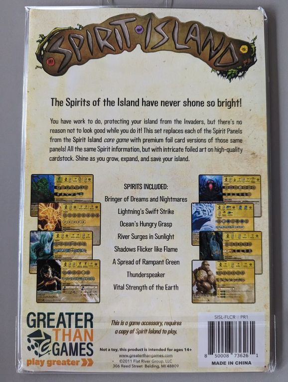 Spirit Island: Premium Foil Spirit Panels back of the box