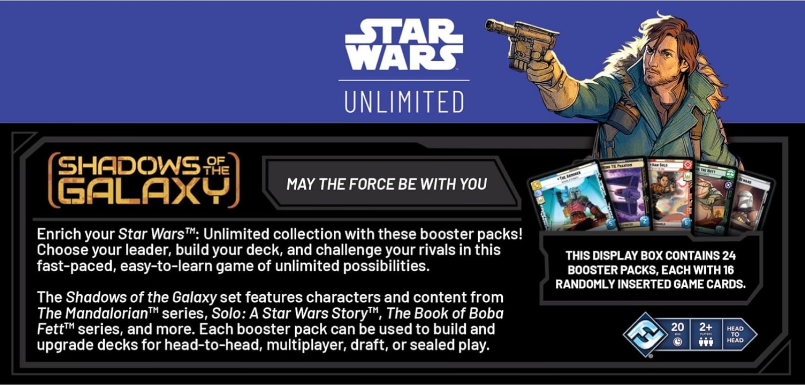 Star Wars: Unlimited - Shadows of the Galaxy: Booster Display (24 Booster) parte posterior de la caja