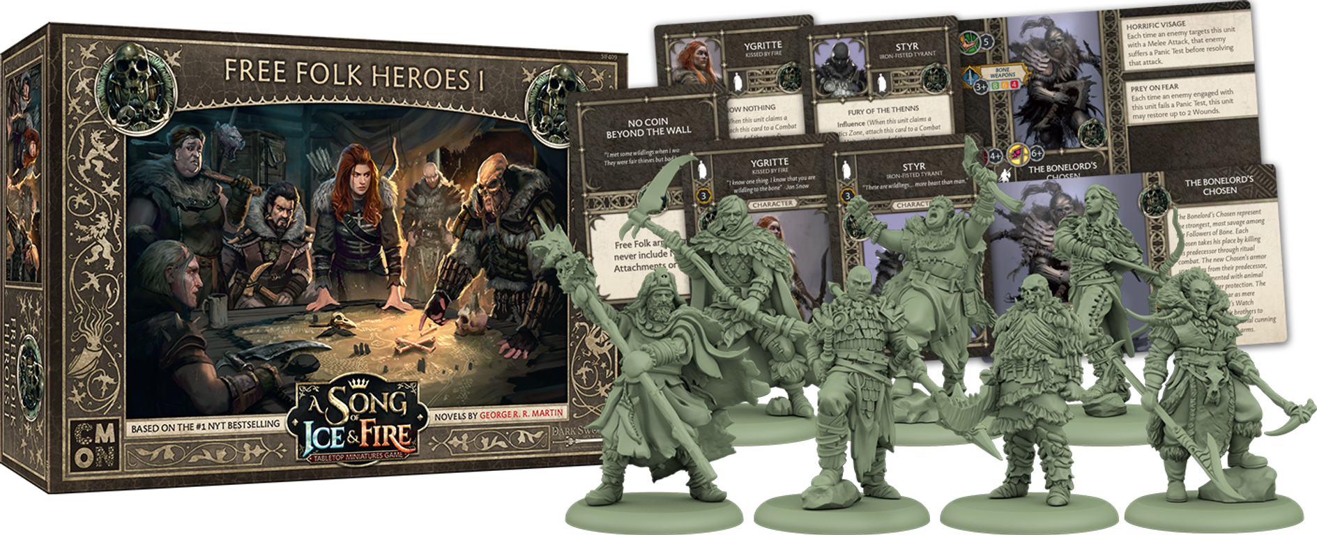 A Song of Ice & Fire: Tabletop Miniatures Game – Free Folk Heroes I componenten