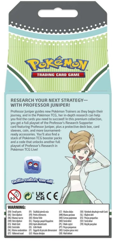 Pokémon TCG: Professor Juniper Premium Tournament Collection parte posterior de la caja