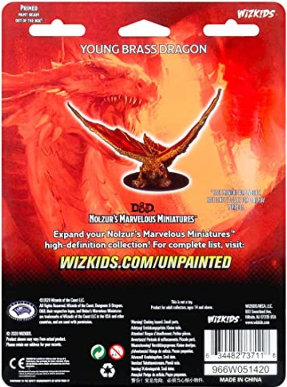 D&D Nolzur's Marvelous Miniatures - Young Brass Dragon parte posterior de la caja