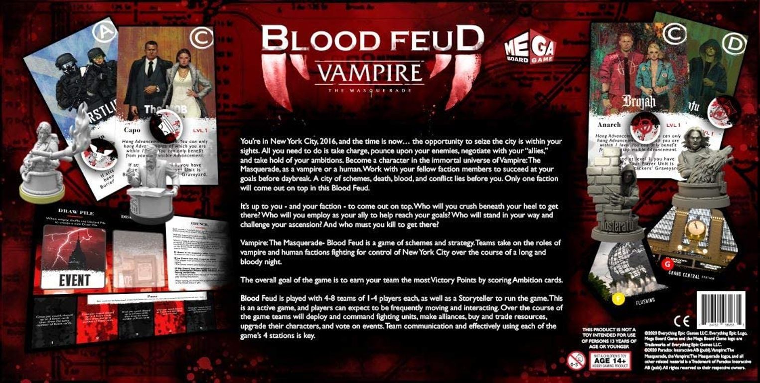 Vampire: The Masquerade – Blood Feud back of the box