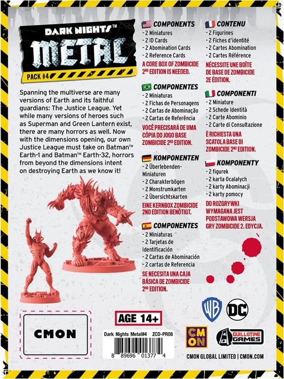 Zombicide: 2nd Edition – Dark Nights Metal: Pack #4 parte posterior de la caja