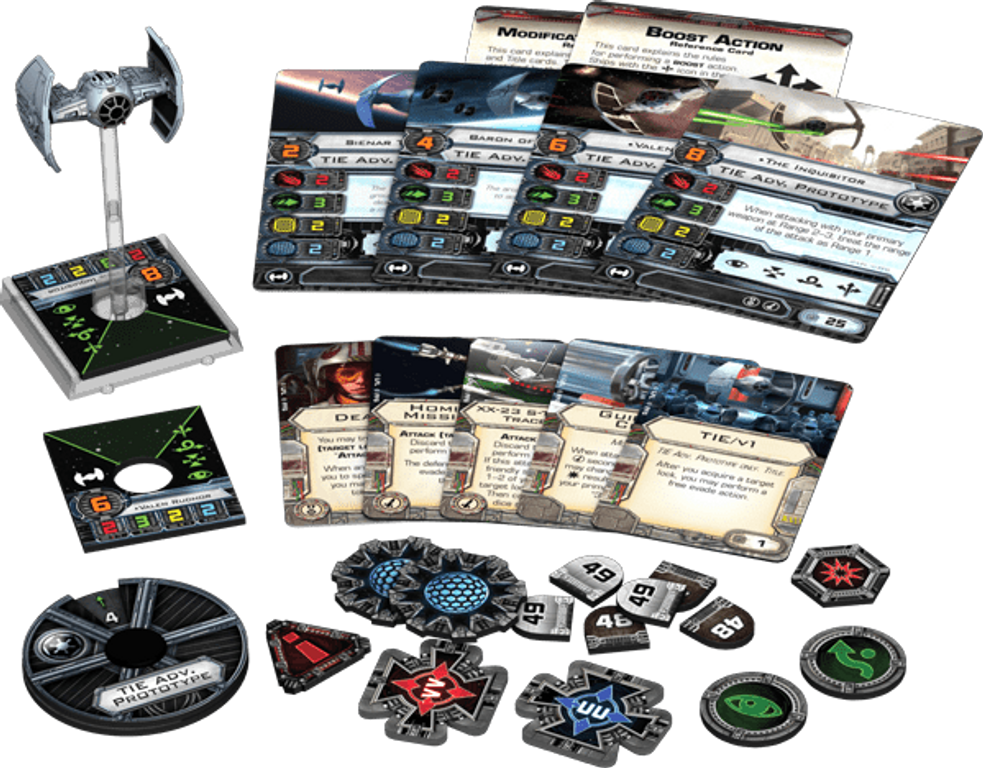 Star Wars: X-Wing Miniatures Game - Inquisitor's TIE Expansion Pack components