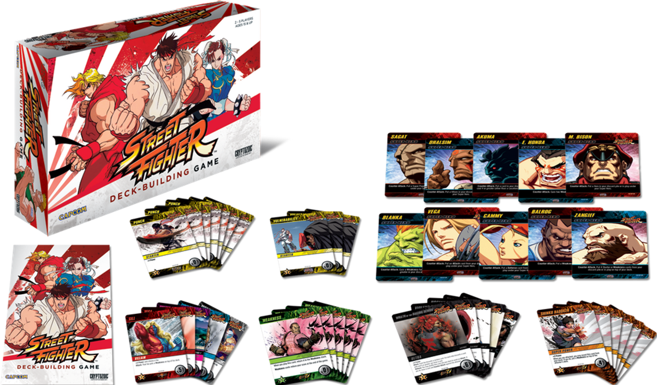 CapCom Street Fighter Deck-Building Game componenten