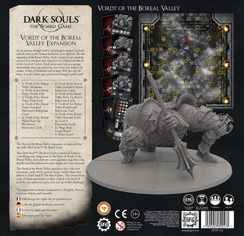 Dark Souls: The Board Game – Vordt of the Boreal Valley Boss Expansion back of the box