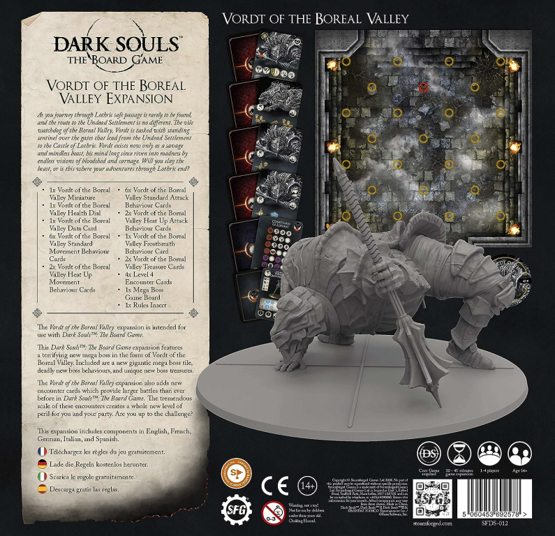 Dark Souls: The Board Game – Vordt of the Boreal Valley Boss Expansion rückseite der box