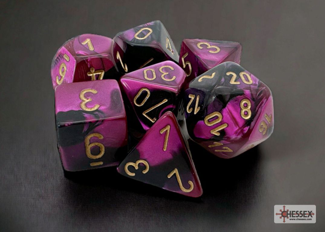 Gemini Black-Purple/gold Polyhedral 7-Dice Set