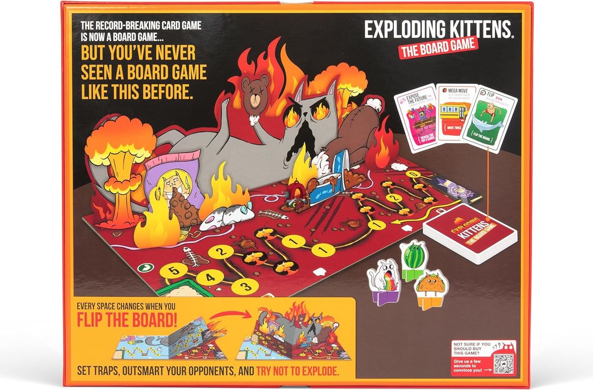 Exploding Kittens: The Board Game back of the box