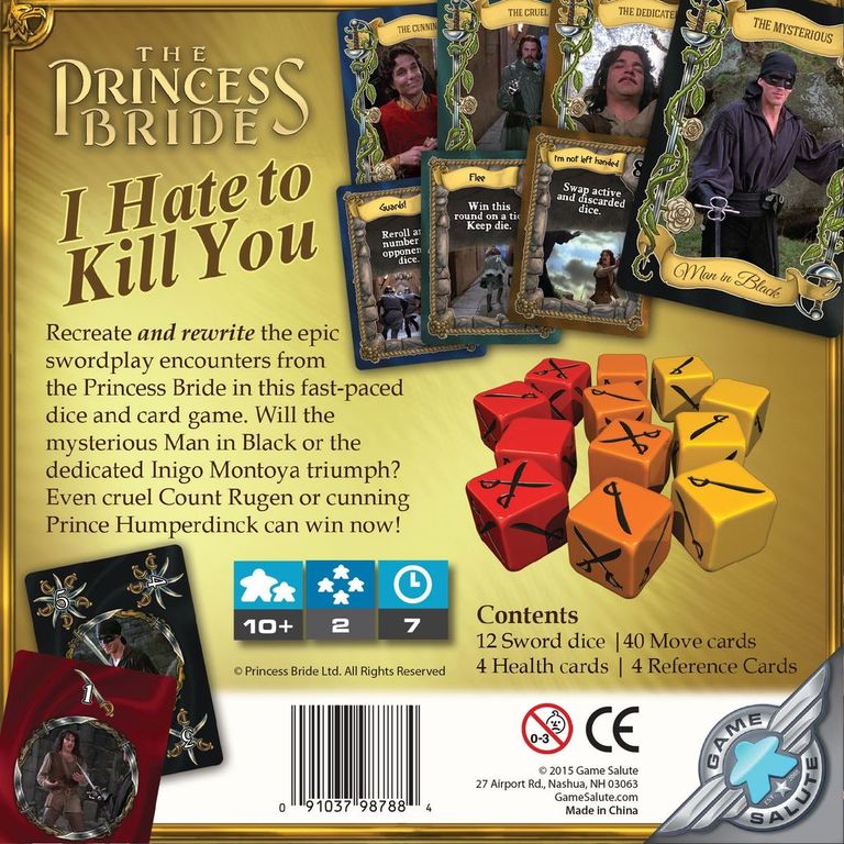 The Princess Bride: I Hate to Kill You back of the box