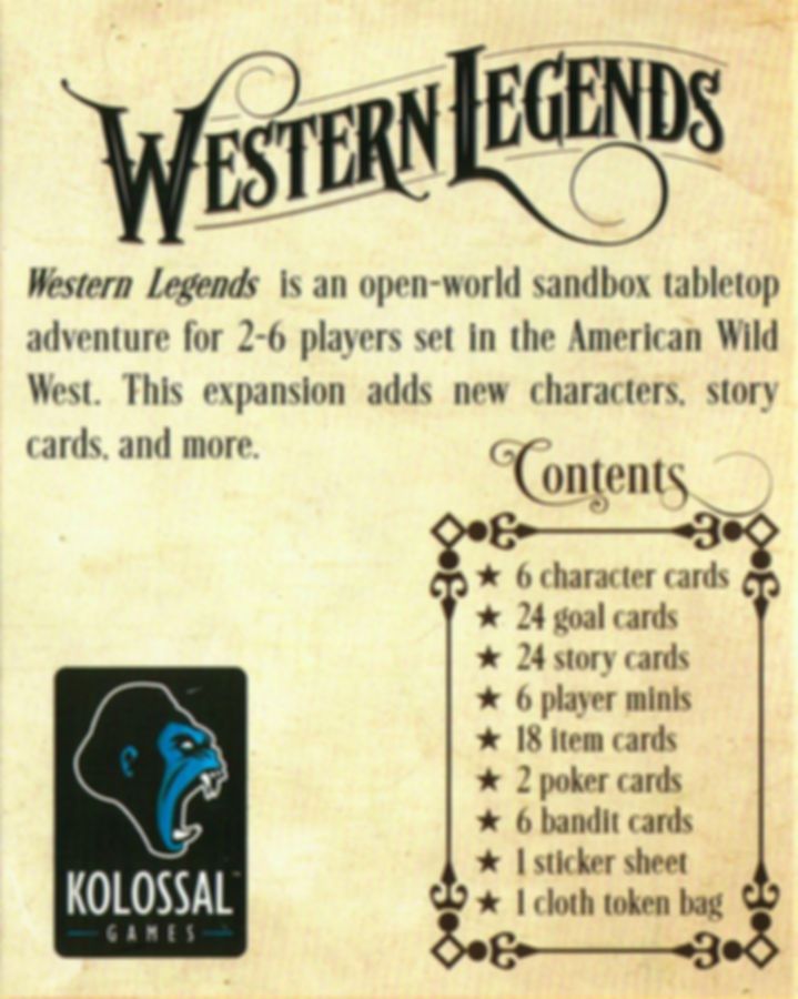 Western Legends: Pour une poignée d'extras dos de la boîte