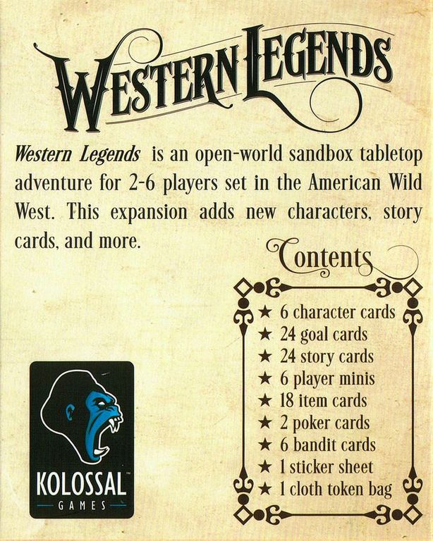 Western Legends: Pour une poignée d'extras dos de la boîte