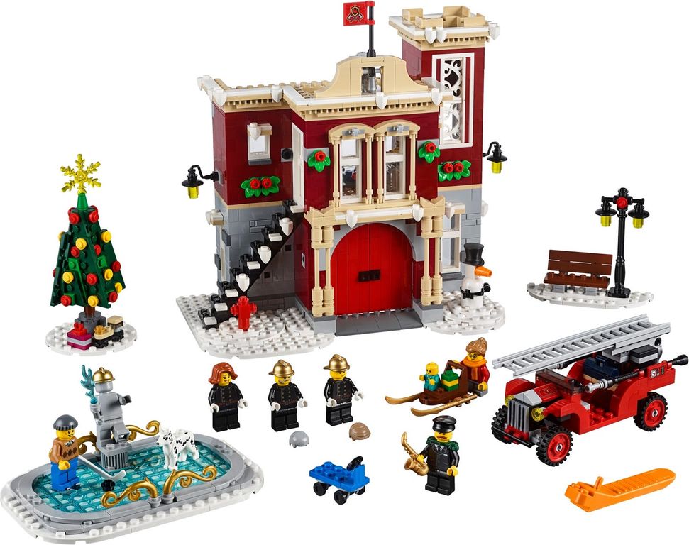 LEGO® Icons La caserne des pompiers du village d'hiver composants