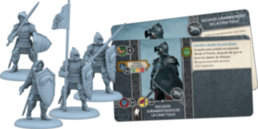 A Song of Ice & Fire: Tabletop Miniatures Game - Tully Sworn Shields components