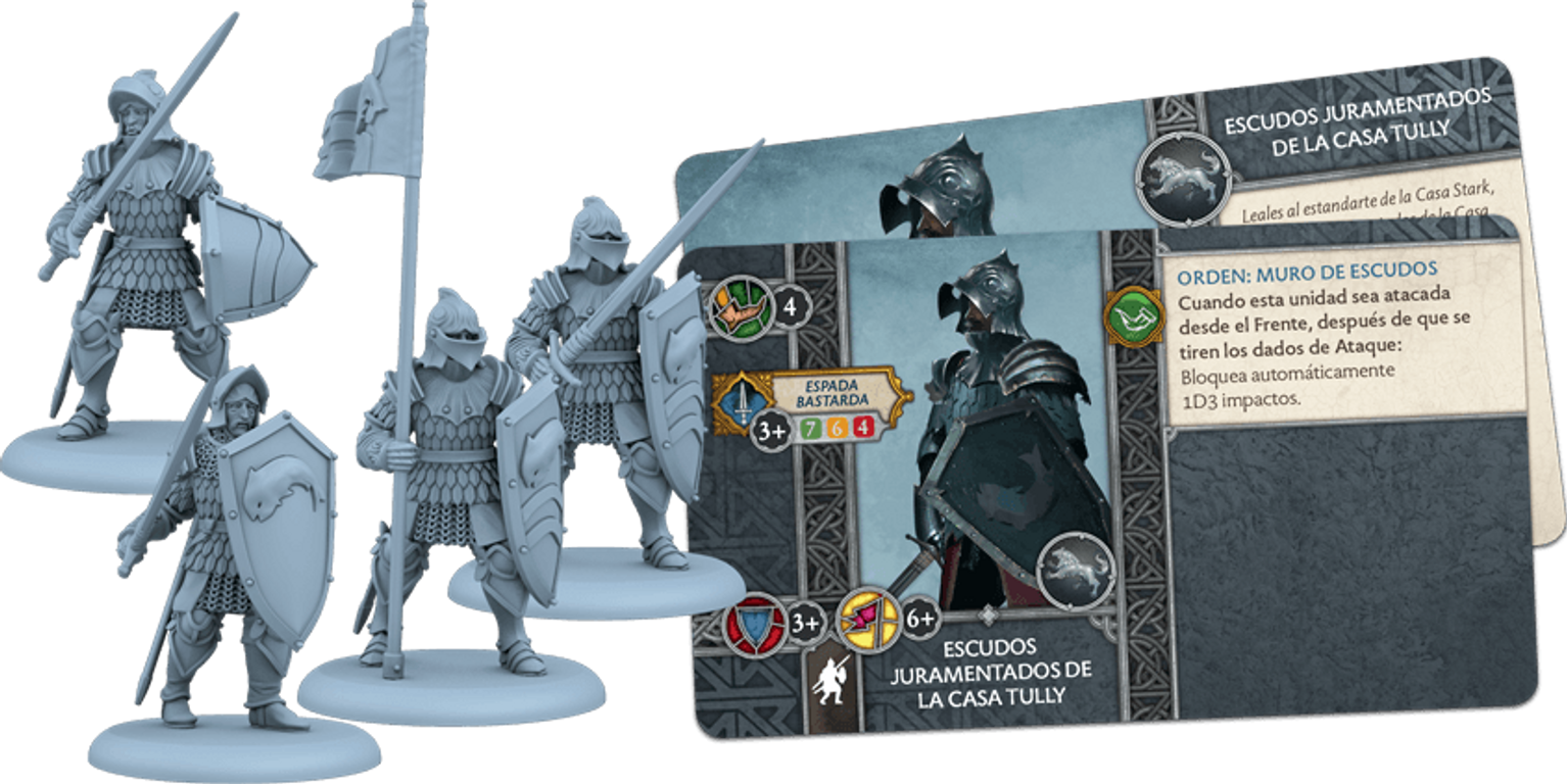 A Song of Ice & Fire: Tabletop Miniatures Game - Tully Sworn Shields components