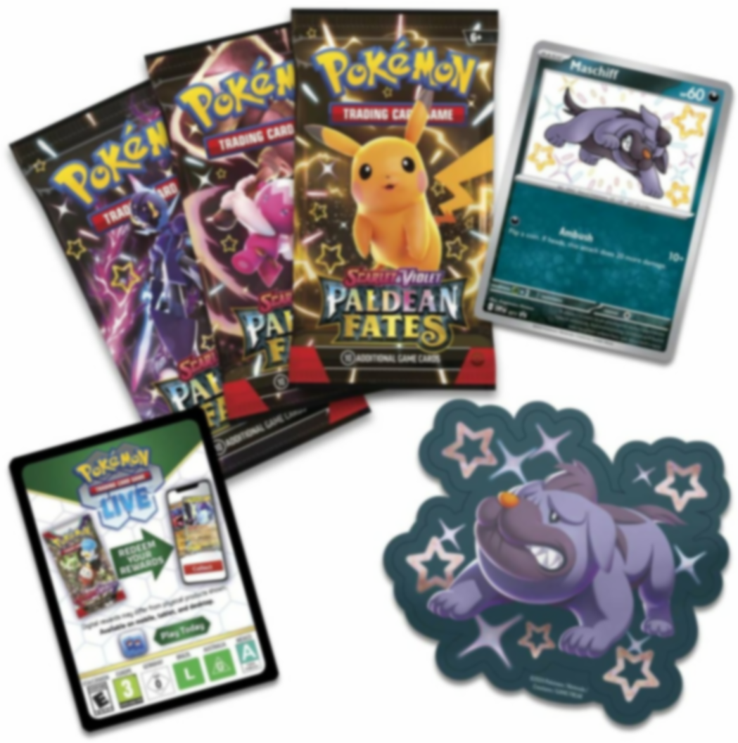 Pokémon Scarlet & Violet Paldean Fates Sticker Blister - Maschiff componenti
