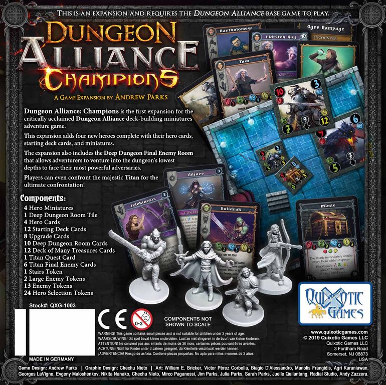 Dungeon Alliance: Champions back of the box