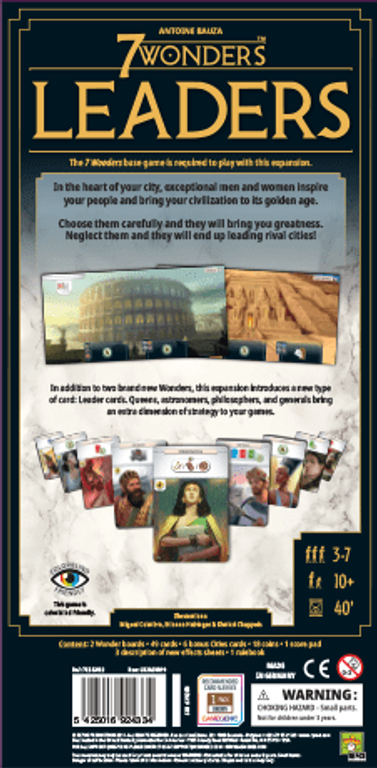 7 Wonders (Second Edition): Leaders back of the box
