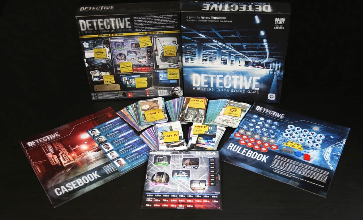 Detective: A Modern Crime Board Game componenten