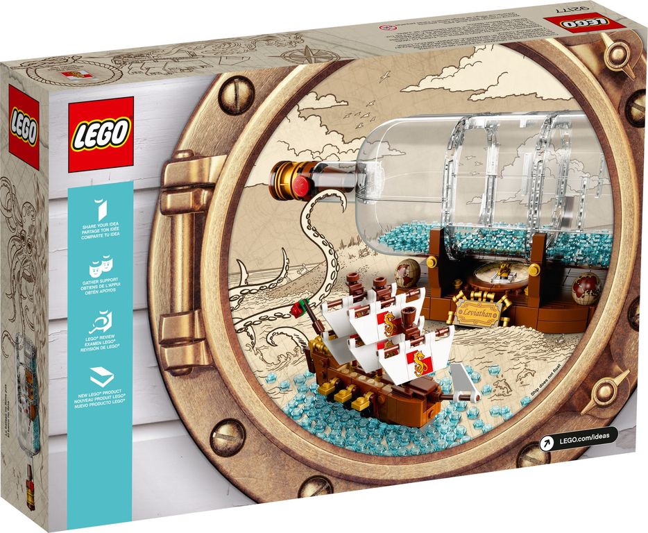 LEGO® Ideas Schip in een fles achterkant van de doos