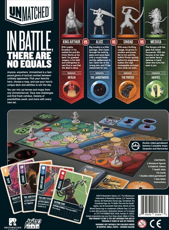 Unmatched: Battle of Legends, Volume One back of the box