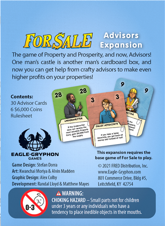 For Sale: Advisors back of the box